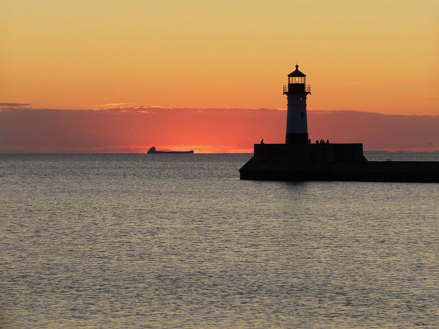 Lighthouse Photograph - Sunrise in Duluth by Alison Gimpel