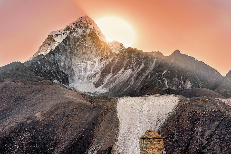 Sunrise In Himalayan Mountains Near Pheriche In Nepal Photograph By Marek Poplawski