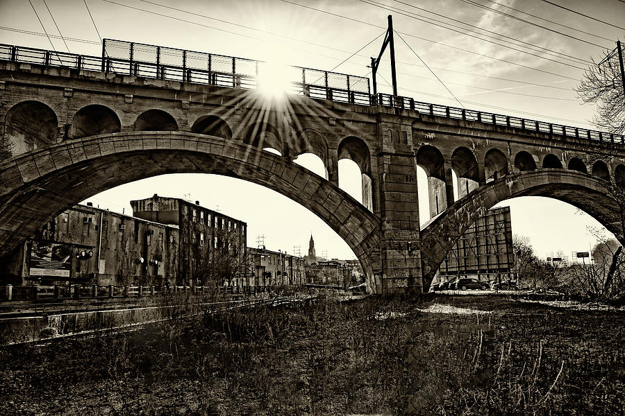 Sunrise in Manayunk in Sepia Photograph by Bill Cannon