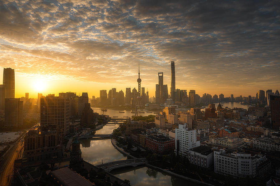 Sunrise In Shanghai Photograph by Steve Zhang