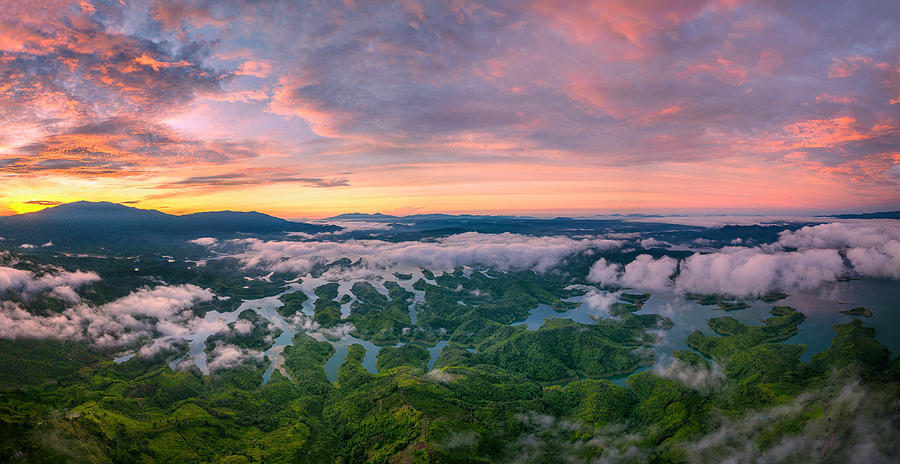 Sunrise In Ta Dung Lake, Vietnam Photograph by Nguyen Tan Tuan