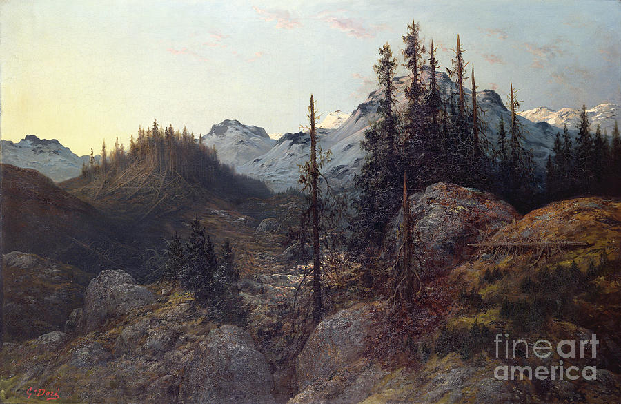 Sunrise In The Alps By Gustave Dore Painting by Gustave Dore