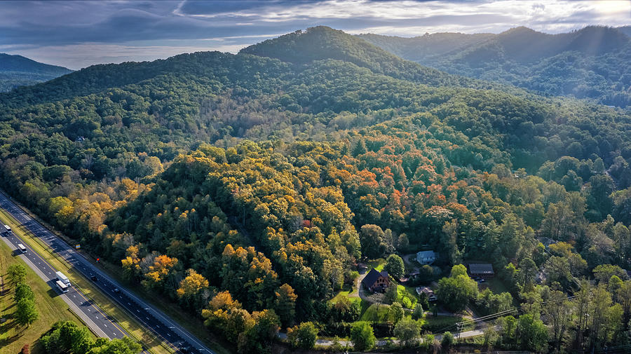Sunrise In The City Of Black Mountain North Carolina With Some Hints Of Fall And Sunrays Photograph