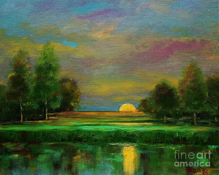 Sunrise in the Danube Delta Painting by Amalia Suruceanu