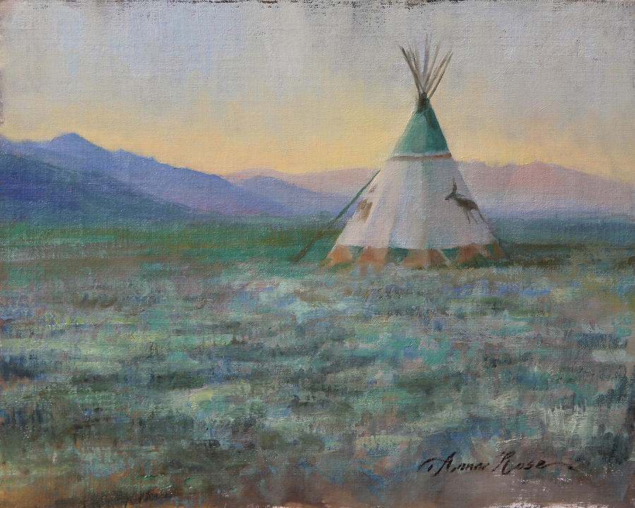 Mountain Painting - Sunrise in the Desert by Anna Rose Bain