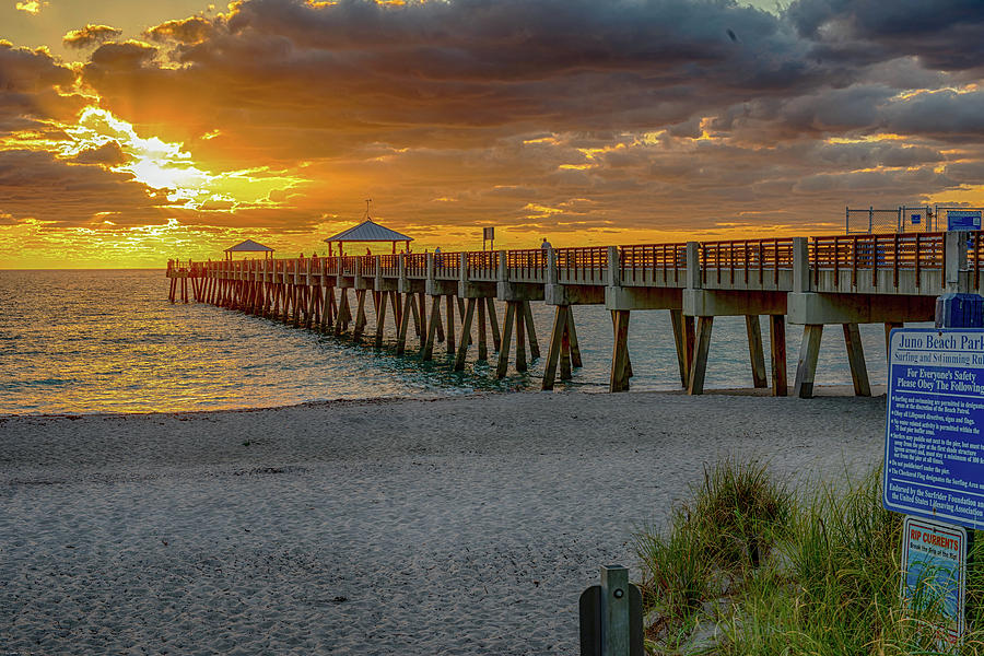 Sunrise Juno Beach pier Photograph by Jay Seeley