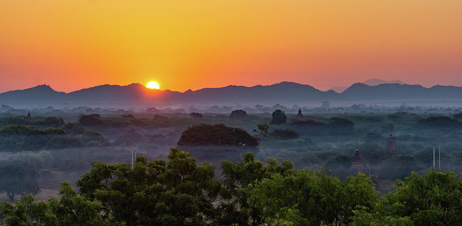 sunrise landscape in Bagan, Myanmar Photograph by Ann Moore