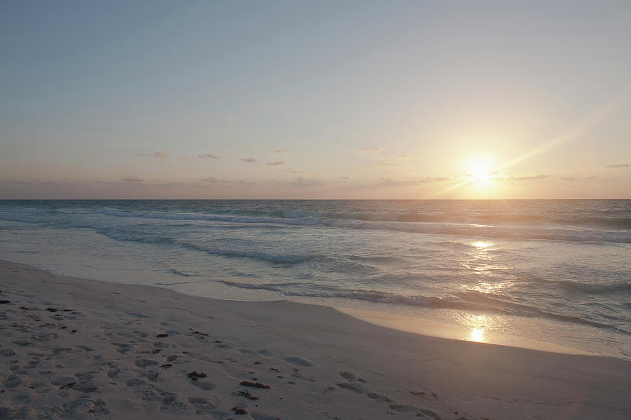 Sunrise On Beach With Ocean Photograph by Sasha Weleber