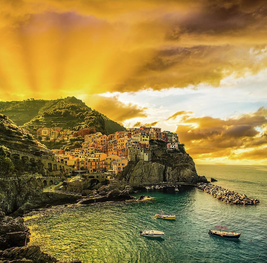sunrise on Italian sea town Photograph by Vivida Photo PC