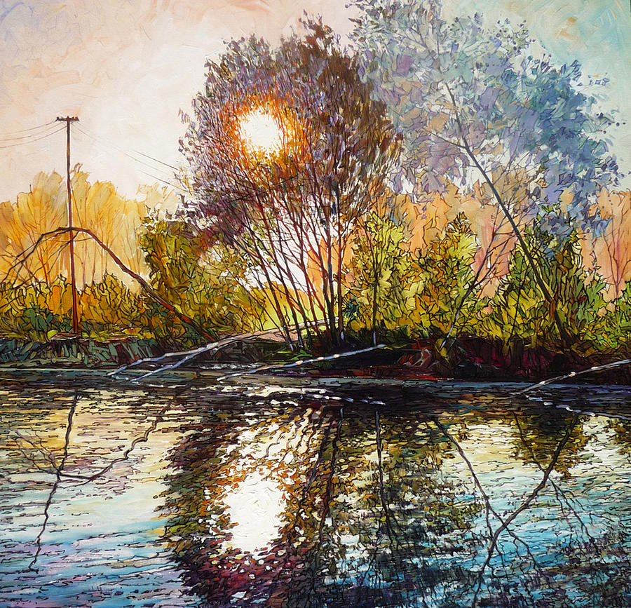 Sunrise On Lake Shore Digital Art by Colorfull Landscape