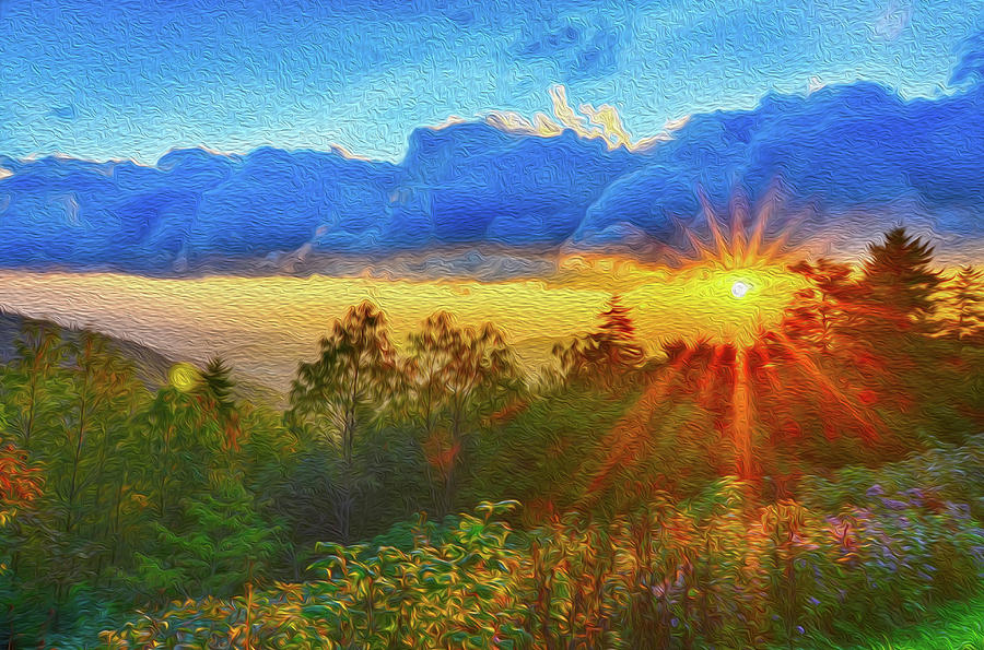 Sunrise On Mount Mitchell Digital Painting Photograph by Alex Grichenko