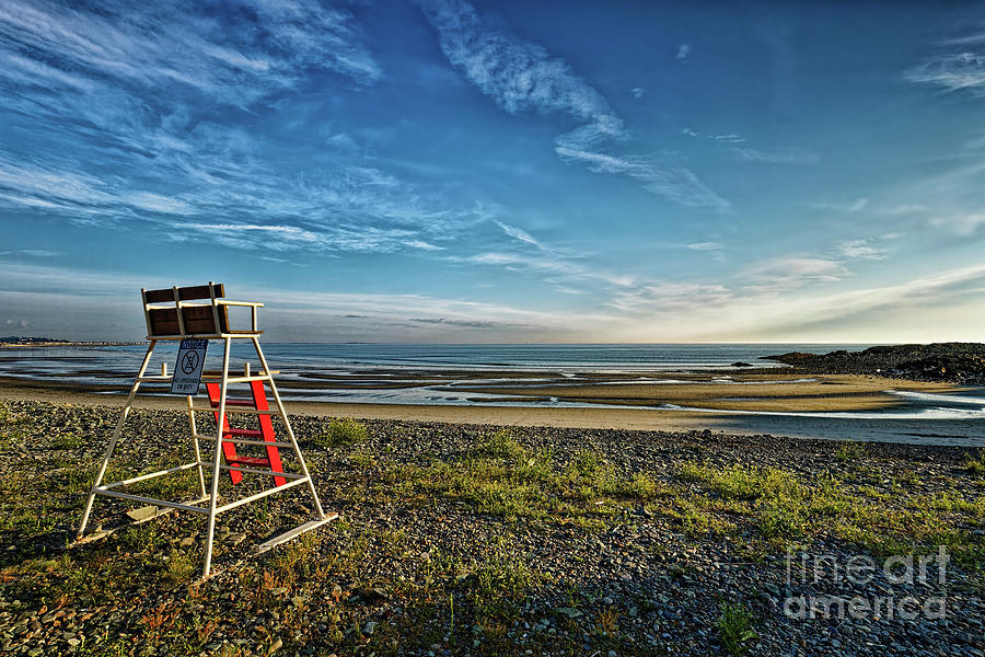 Sunrise on Nantasket Beach #1-Life Guard Chair Photograph by Mark OConnell