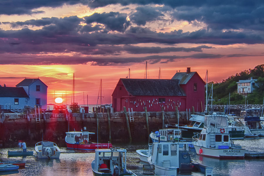 Sunrise on Rockport Harbor Photograph by Jeff Folger