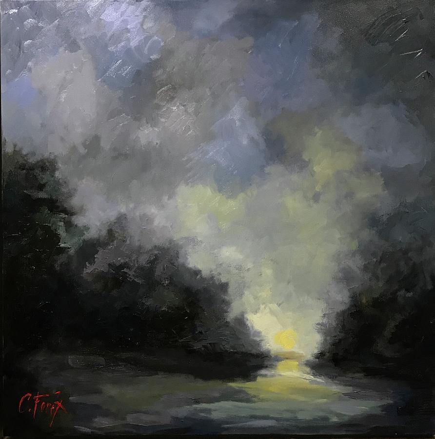 Abstract Painting - Sunrise on the Bayou by Carole Foret