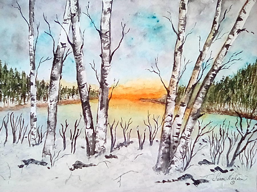Sunrise on the river Painting by Susan Nielsen