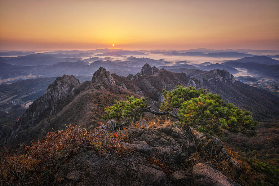 Sunrise On The Top Photograph by Tiger Seo