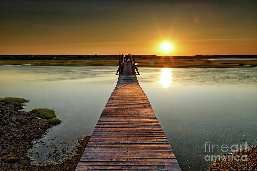 Sunrise on the Walkway at the Boardwalk in Sandwich, MA Photograph by Mark OConnell