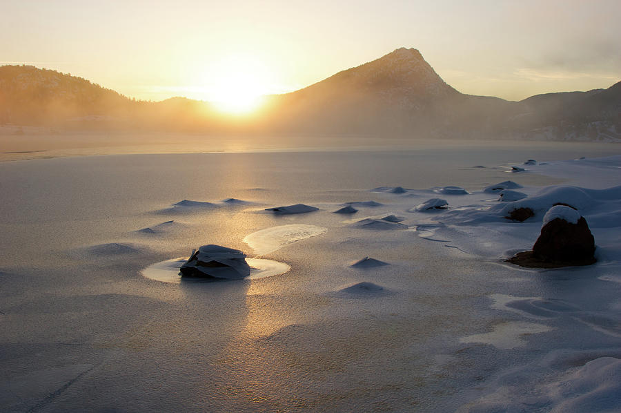 Sunrise Over A Frozen Lake Photograph by Beklaus