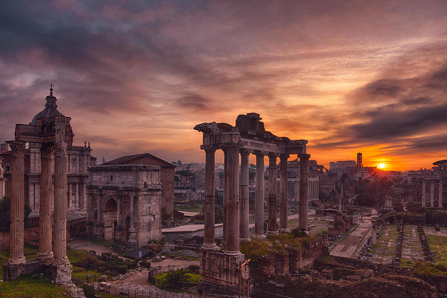 Architecture Photograph - Sunrise Over Ancient Rome by Antonio Zarli