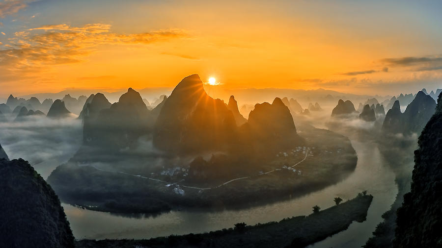 Sunrise Over Li River Photograph by Hua Zhu | Fine Art America