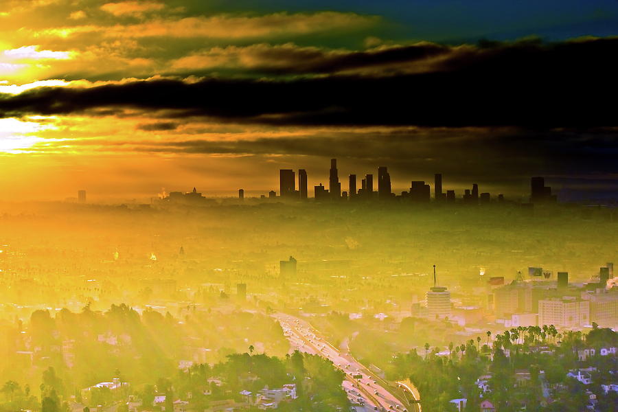 Sunrise Over Los Angeles And Hollywood Photograph by Albert Valles