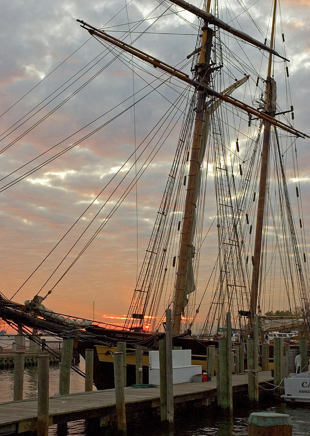 Sunrise over Pride of Baltimore II Photograph by Mark Duehmig