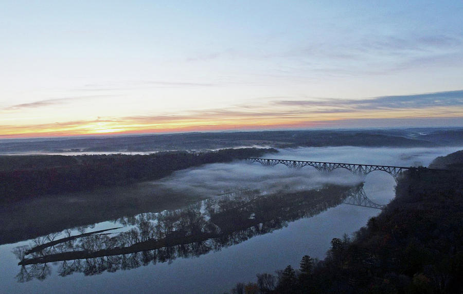 Sunrise over St Croix River Arcola Soo Line High Bridge Photograph by Greg Schulz Pictures Over Stillwater