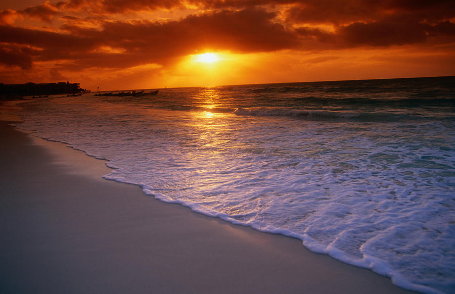 Sunrise Over The Caribbean Sea, Playa Photograph by John Elk Iii