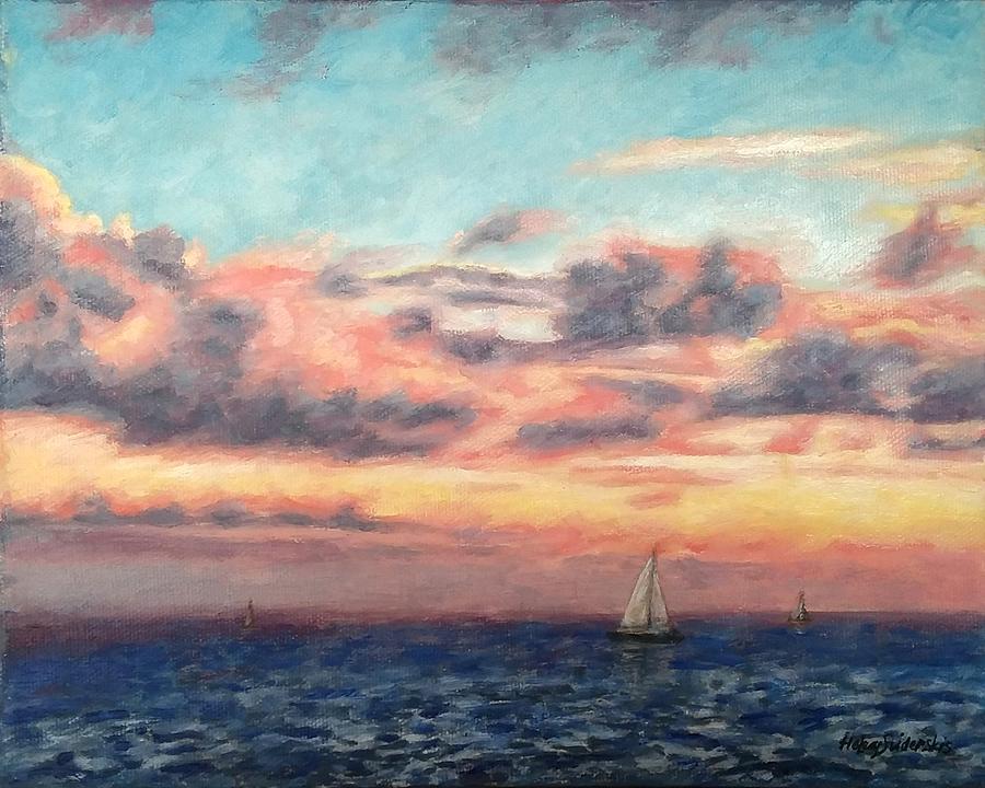 Sunrise Over The Ocean Painting