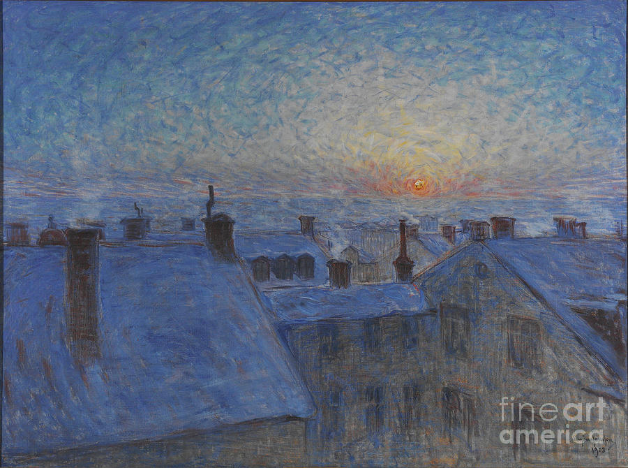 Sunrise Over The Rooftops Motif Drawing by Heritage Images