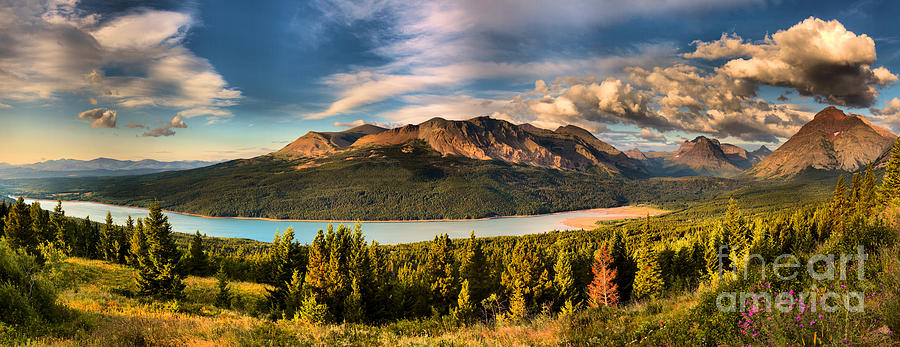 Sunrise Over Upper Two Medicine Lake Panorama Photograph by Adam Jewell
