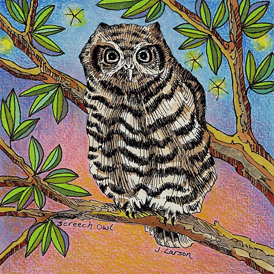 Sunrise Owl Drawing by Janice A Larson