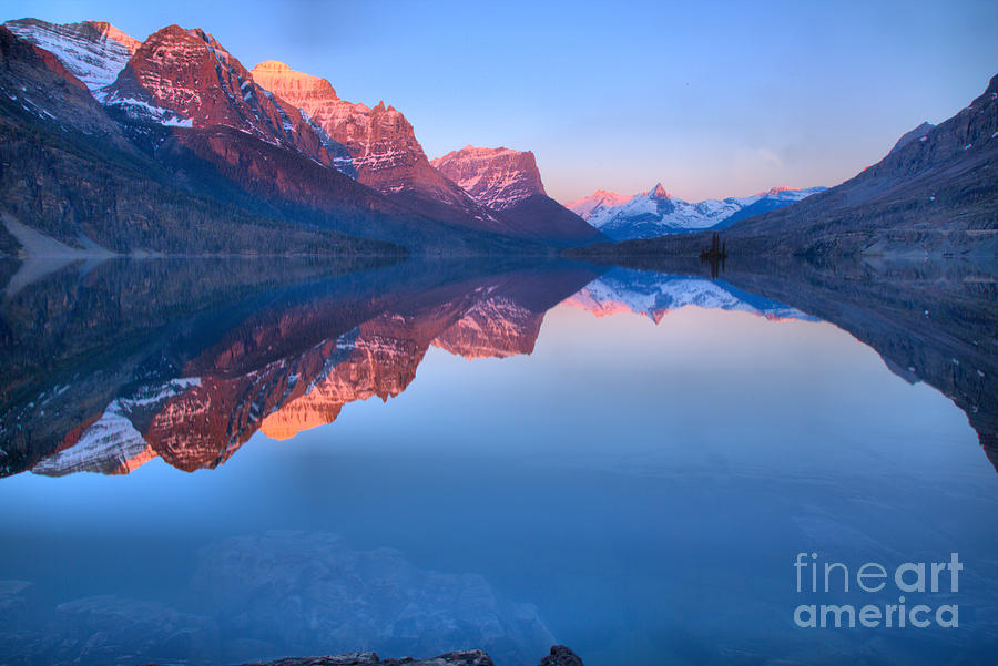 Sunrise Refelctions Across St. Mary Lake Photograph by Adam Jewell