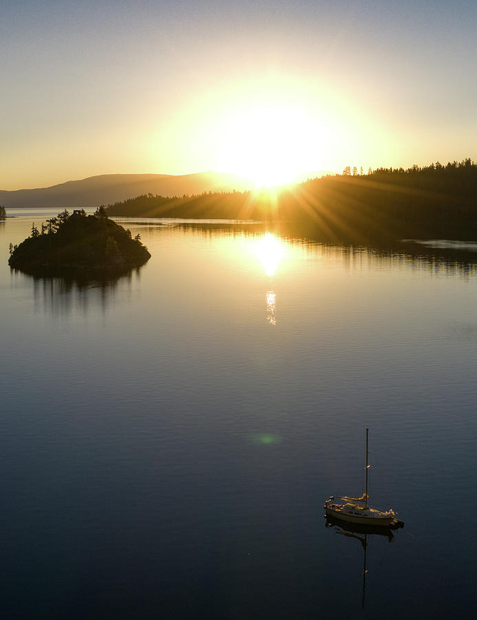 Sunrise Sailboat Emerald Bay Lake Tahoe Photograph by Anthony Giammarino