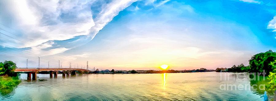 Sunrise Sunset Dock Bay Painting