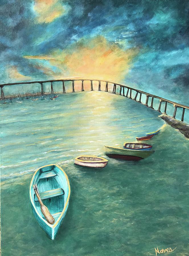 Sunrise Tide at Coronado Painting by Deborah Naves