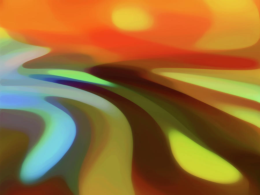 Abstract Digital Art - Sunrise Valley River Landscape by Amy Vangsgard
