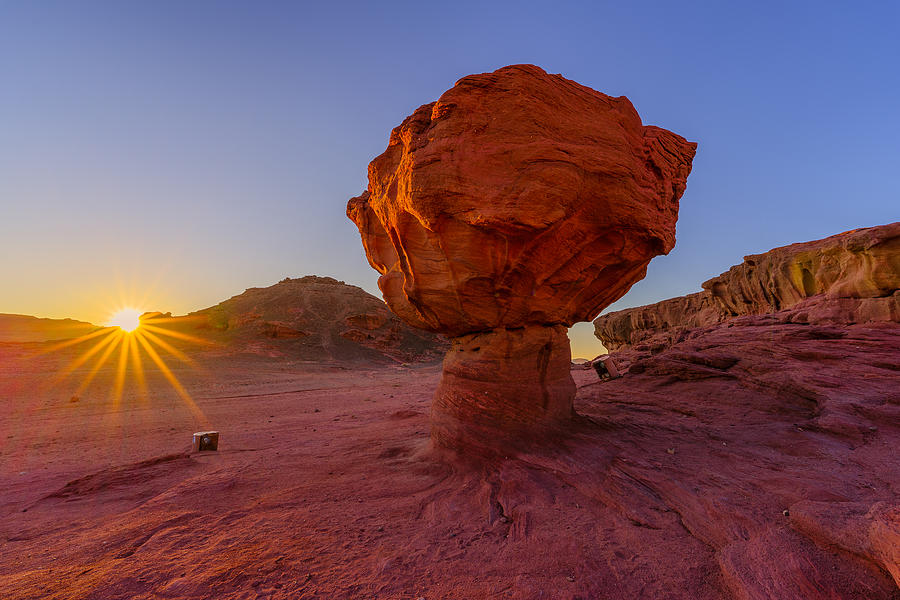 Sunrise View Of The Mushroom Rock, Timna Desert Park Photograph by Ran Dembo