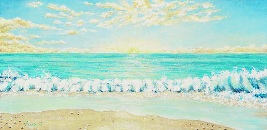 Beach Mixed Media - Sunrise Wave 2 by Vessela G.