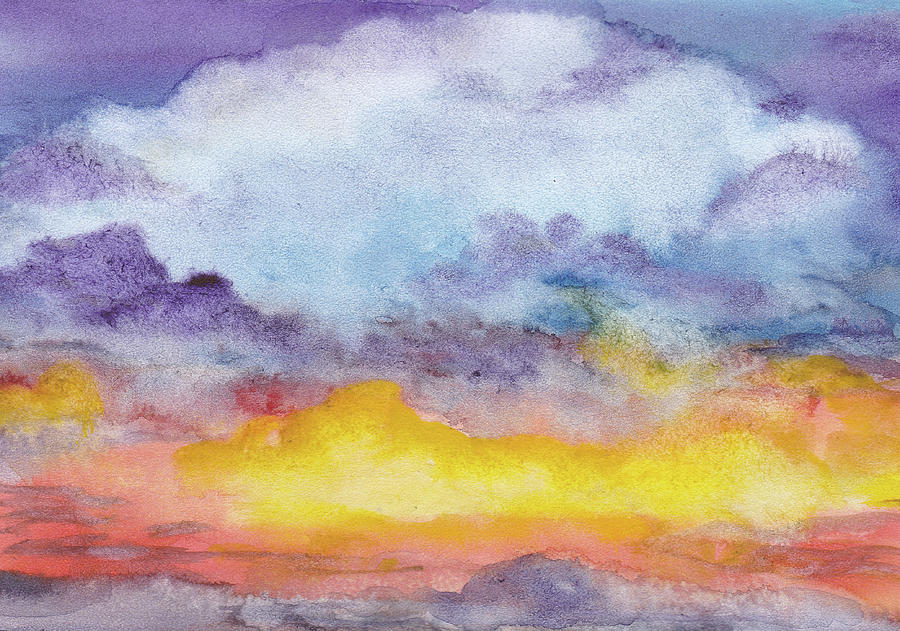 Watercolor Sunset Background Painting