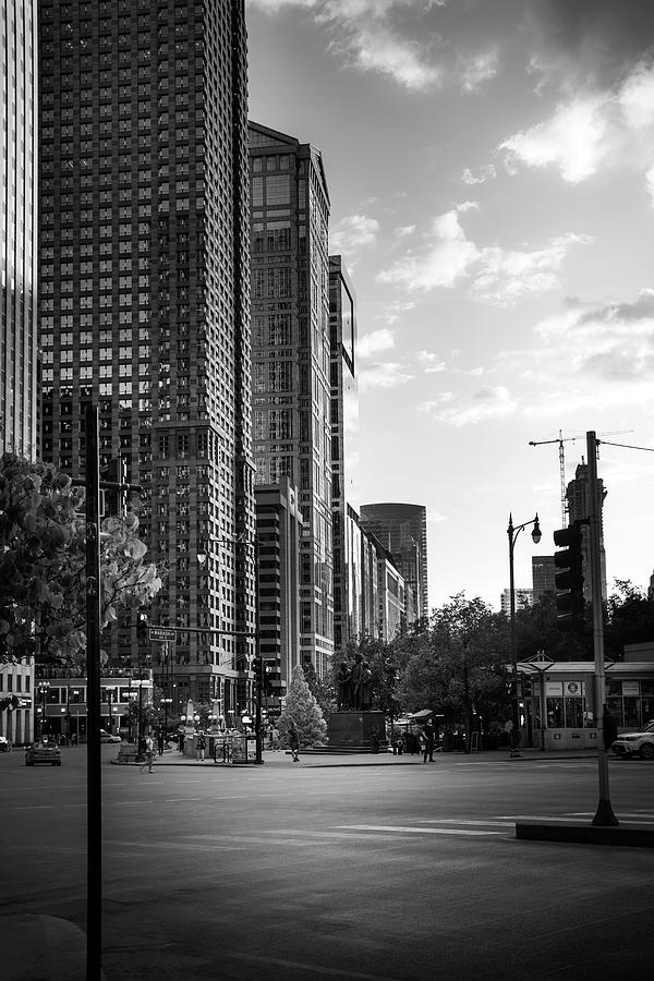 Sunset Along N Wabash Avenue In Black and White Photograph by Greg and Chrystal Mimbs