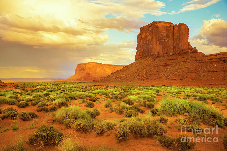 Sunset And Distant Rain, Monument Valley Photograph by Felix Lai