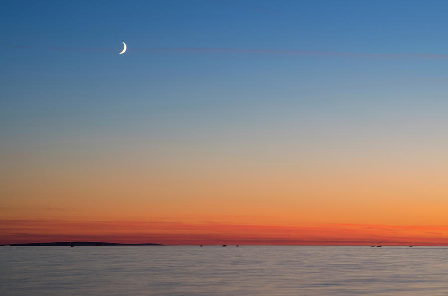 Sunset And Moon Over The Adriatic Sea Photograph by Otto Stadler