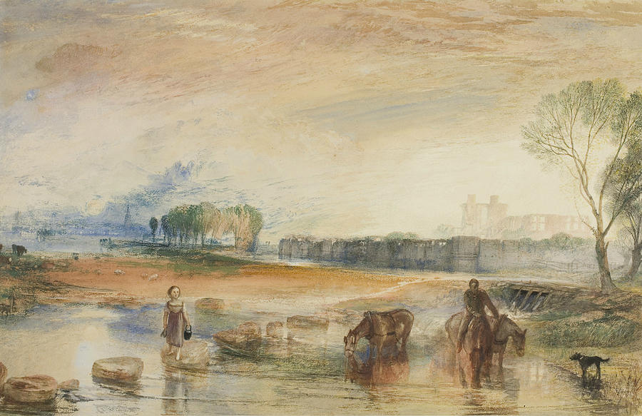 Sunset and Moonrise Drawing by Joseph Mallord William Turner