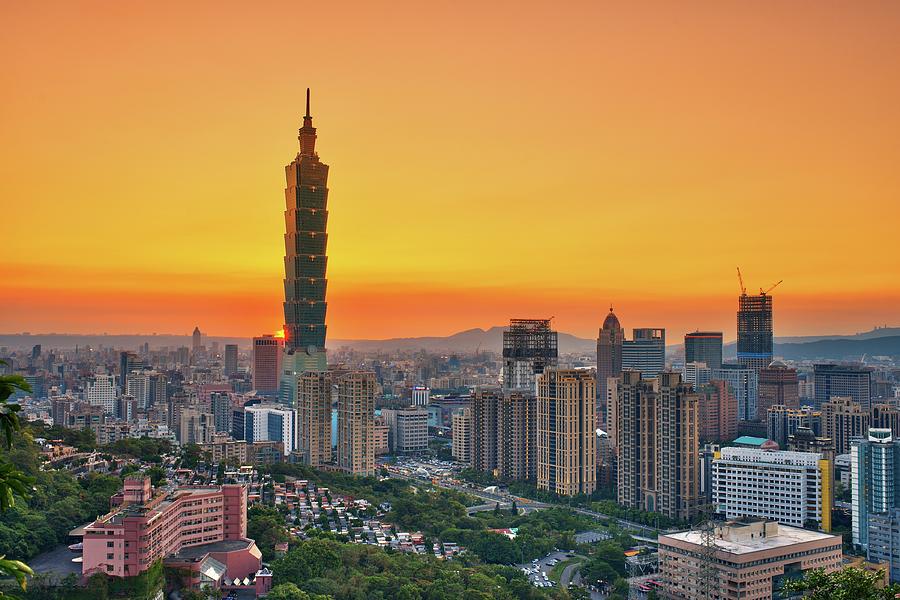 Sunset And Taipei 101 Photograph by Joyoyo Chen