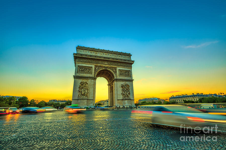 sunset Arc de Triomphe Photograph by Benny Marty