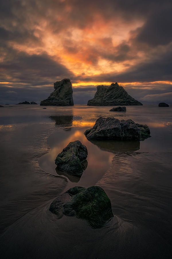 Sunset At Bandon Beach Photograph by Lydia Jacobs