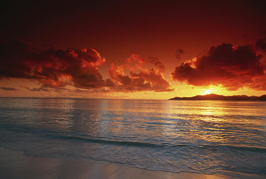 Sunset At Beach, View Photograph by David De Lossy
