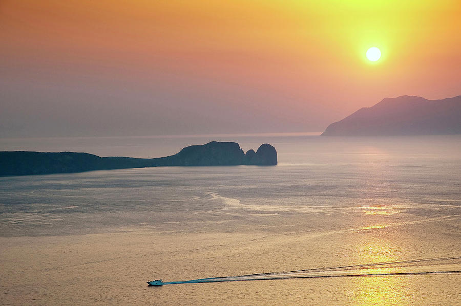 Greek Digital Art - Sunset At Cape Vani, Greece by Anna Serrano