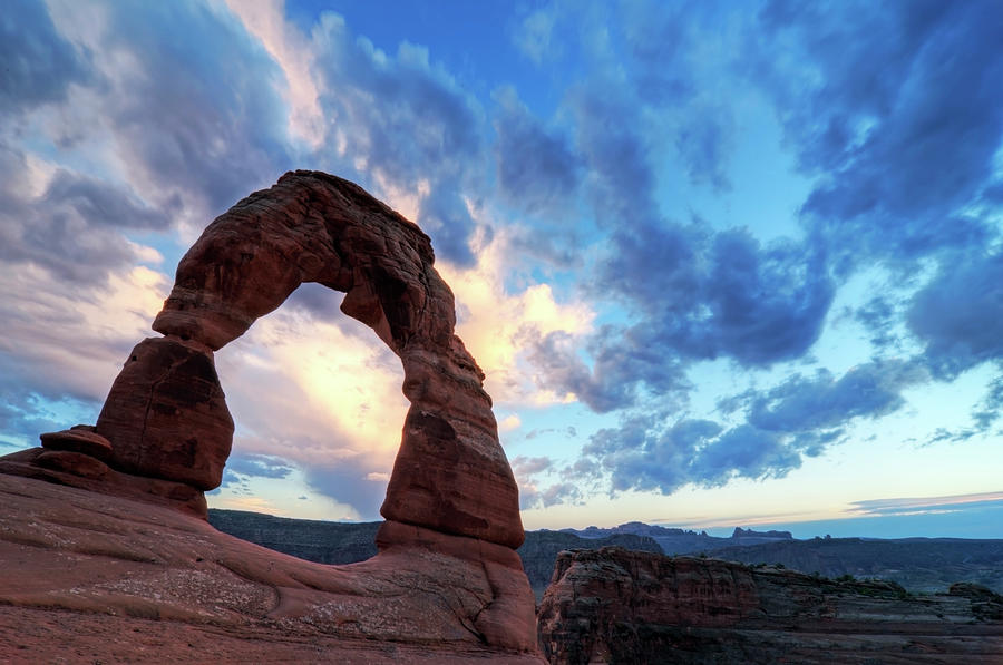 Sunset At Delicate Arch In Arches Photograph by Rachid Dahnoun